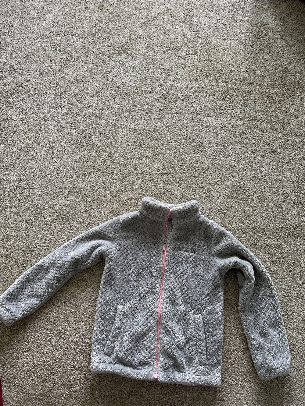 Columbia Kids Cozy Gray Fleece Jacket with Pink Zip size S 7-8